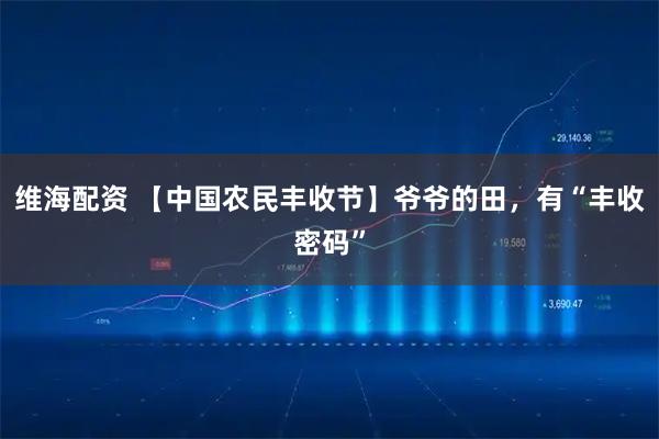 维海配资 【中国农民丰收节】爷爷的田，有“丰收密码”